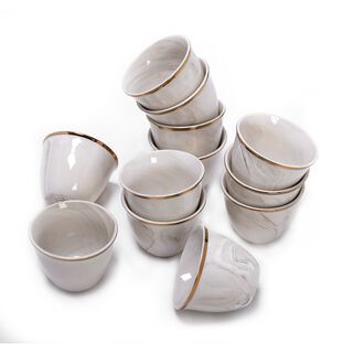 La Mesa gold and beige marble Saudi coffee cups set cups 12 pcs