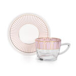 Dallaty pink glass and porcelain tea cups set 12 pcs image number 1