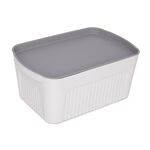 7L white storage basket with grey lid 35.5*21.5*14 cm image number 0