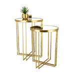 2 Pcs Nested Table Gold image number 3