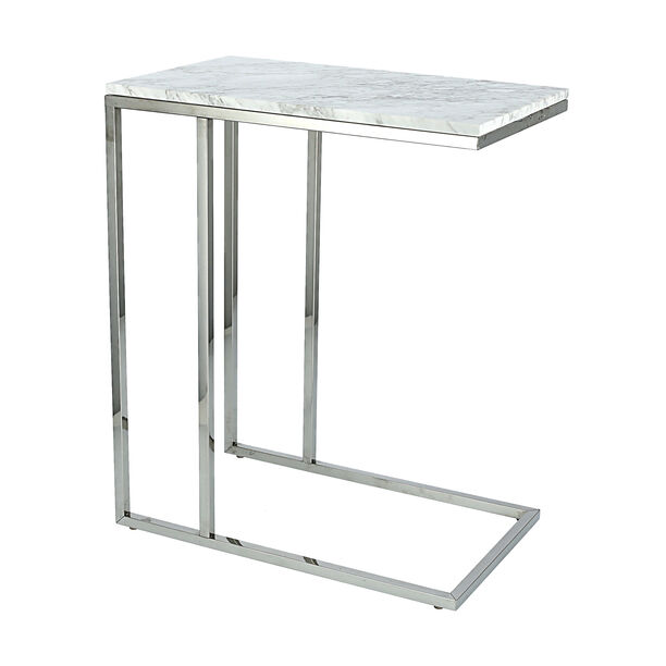 طاولة جانبية ستالنس ستيل مع سطح زجاجي image number 0