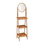 Wood 3 tier shelf unit with mirror image number 0