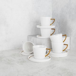 La Mesa 12 Pieces Tea Cup And Saucer Gold Color