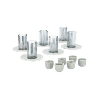 Dallaty grey porcelain and glass Tea and coffee cups set 18 pcs