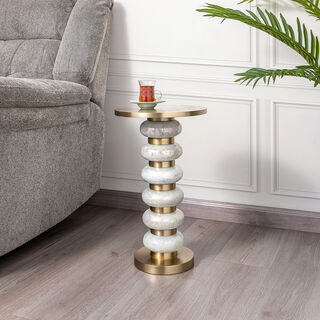 Drink Tablewhite Glass Base Brass Gold Top 30 *51 cm
