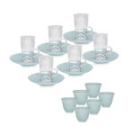 Dallaty light blue porcelain and glass tea and coffee cups set 18 pcs image number 1