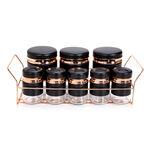 Alberto Spice Rack With8 Glass Jars With Stand Black & Rose Gold  image number 1