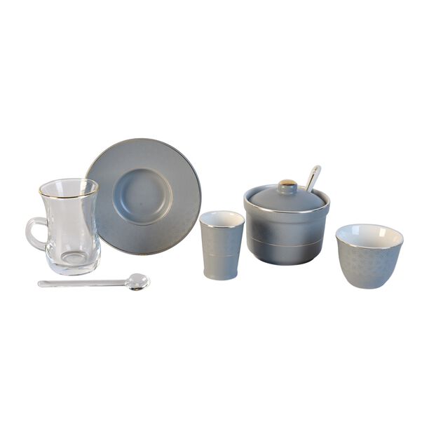 Zukhroof grey Saudi tea and coffee cups set 28 pcs image number 2