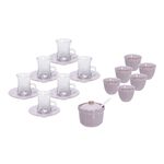 Zukhroof light purple porcelain and glass Tea and coffee cups set 20 pcs image number 0