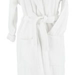 Embroidered shawl collar Bathrobe White Size L image number 3