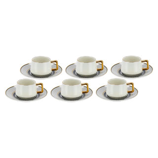 Dallaty black and white porcelain Turkish coffee cups set 12 pcs