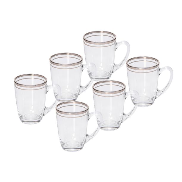 Tea Glass Set 6 Pieces Double Line Silver image number 0