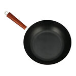 Non Stick Round Wok Pan With Wood Handle 30cm Black image number 2