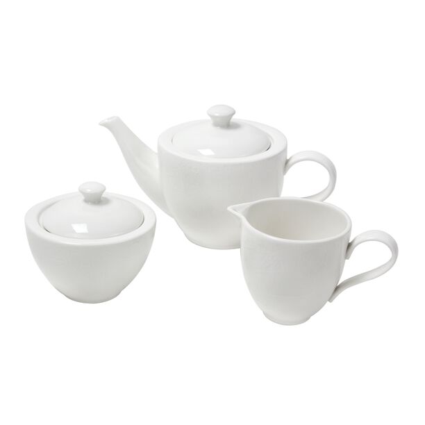 Loving Home Porclain Set Of 3 Pieces 1 Tea Pot 1 Creamer 1 Sugar Bowl White Color  image number 0