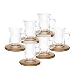 Glass Double Wall Coffee Cup Set 6 Cup + 6 Bamboo Dish image number 0