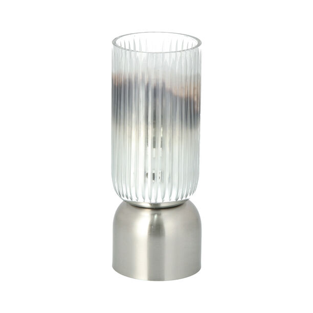 Glass Ribbed Candle Holder Solid Silver Finish image number 0