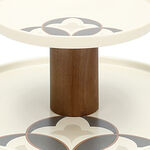 La Mesa beige porcelain/wood 2 tiered cake plate image number 2