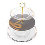 La Mesa grey /white porcelain/glass 3 tiered cake stand image number 2