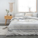 Boutique Blanche striped grey microfiber king comforter set 6 pcs image number 3