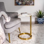 Marble Side Table Sofa Gold And White image number 0