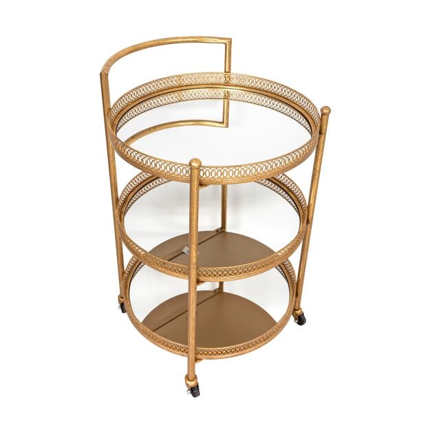 Serving Trolley 3 Tier Metal Gold Round Shape image number 2