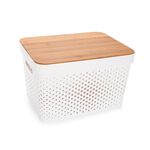 18L storage basket with bamboo lid 35.5*26.5*22.2 cm image number 1