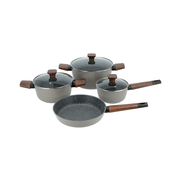 7 Piece Alberto Forged Aluminum Cookware Set (20/24 16Sp 24Fp) Brown Color image number 2