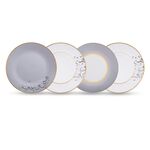 La Mesa grey /white porcelain 4 pc dessert plate image number 0