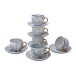 La Mesa grey marble English tea cups set 12 pcs image number 2