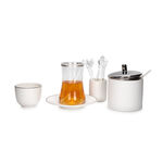 Dallaty white glass and porcelain Tea and coffee cups set 28 pcs image number 2