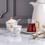 Dallaty white glass and porcelain Saudi tea and coffee cups set 18 pcs image number 0