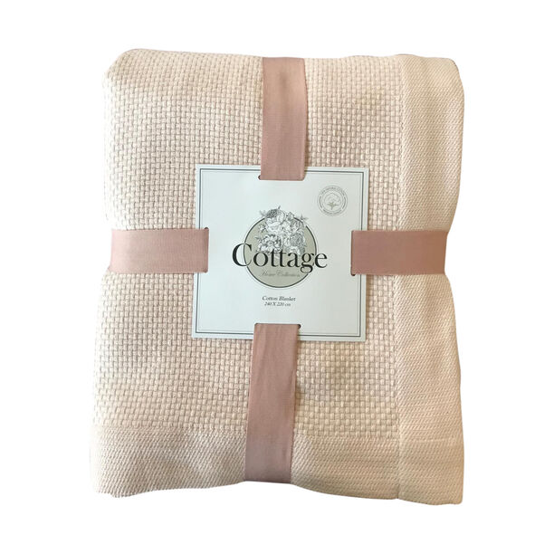 Cottage Cotton Blanket King Royal Powder 240x220 Cm, King image number 0