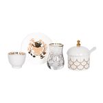 La Mesa white porcelain and glass tea and coffee cups set 21 pcs image number 2