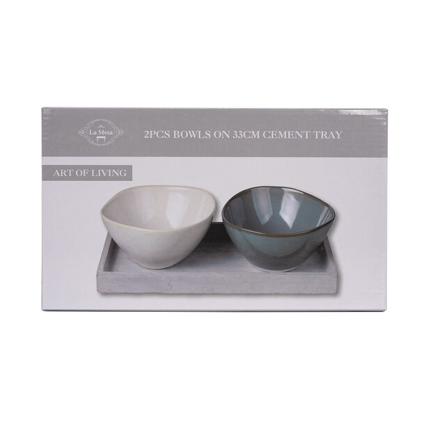 La Mesa multicolor durable porcelain serving bowl set 2 PCS image number 2
