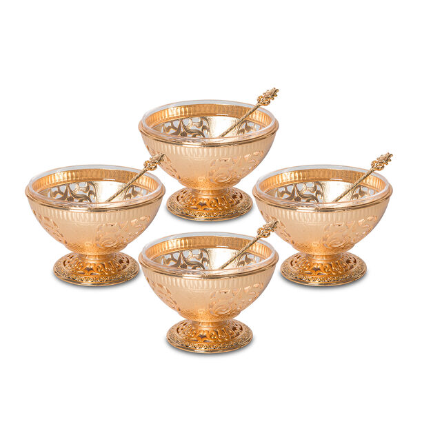 4 Pcs Bowl Set With Spoon Gold Color image number 0