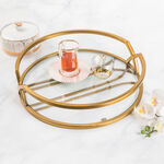 1Pcs Glass And Metal Tray Gold Blushed image number 0