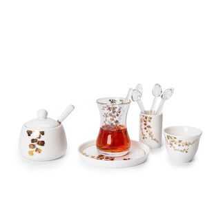 La Mesa white glass and porcelain Tea and coffee cups set 28 pcs