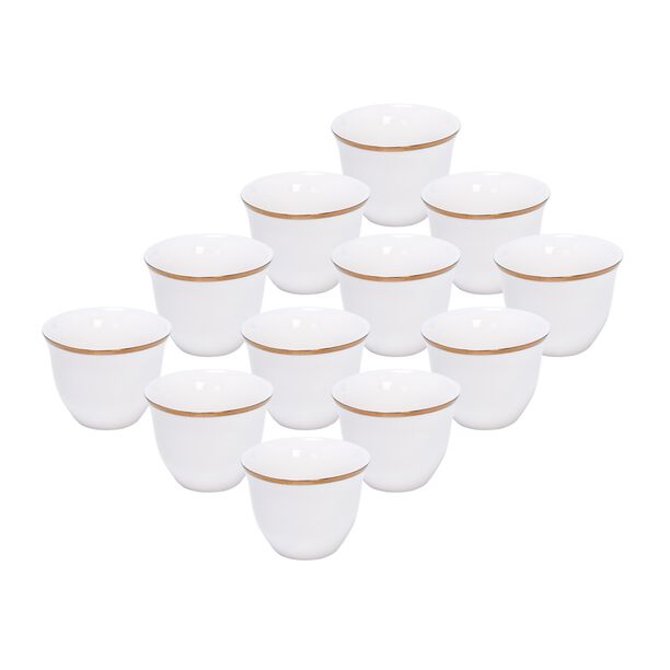 La Mesa white and gold porcelain coffee cups set 12 pcs image number 0