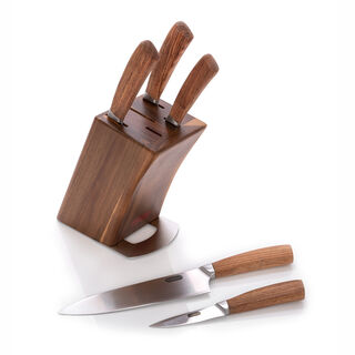 طقم سكاكين بحامل خشبي 5 قطع   البرتو