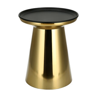 Side Table Metal Gold Base With Black Top