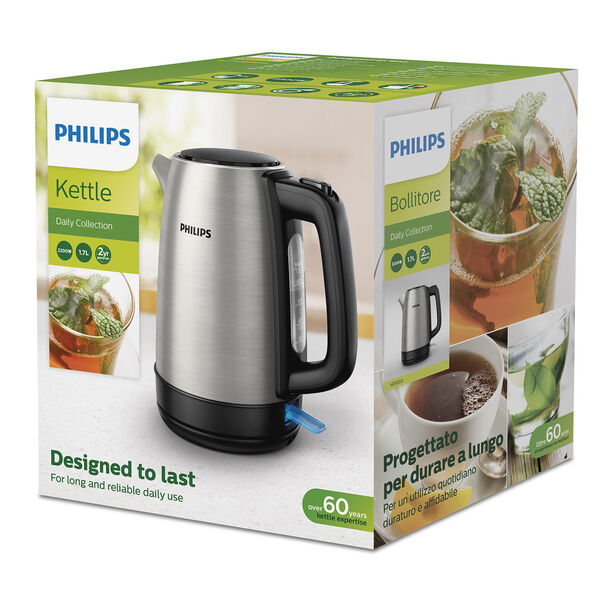 Philips Daily Metal Kettle, 2200W, 1.7L,Steel image number 2