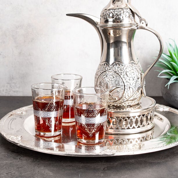 Silver transparent Moroccan tea glass set 6 pcs image number 3