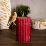 Pillar Candle Rustic, Ridge Burgundy Berry image number 3