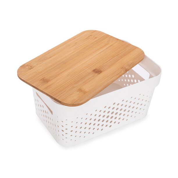3.5L storage basket with bamboo lid 26.5*17.3*12.5 cm image number 2