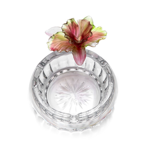 Glass Round Ashtray Crystal Flower Pink image number 2