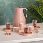 Dallaty beige glass and porcelain Tea and coffee cups set 18 pcs image number 0