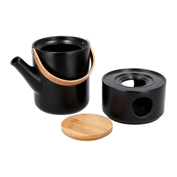 Dallaty black porcelain English tea pot and warmer image number 2