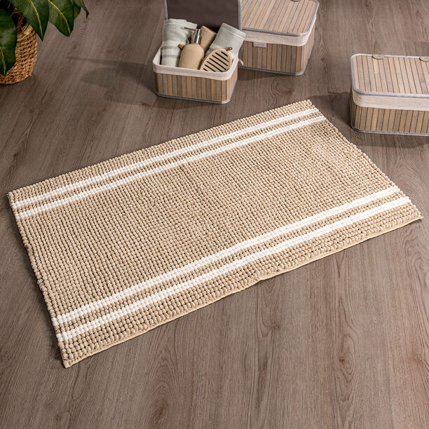Cottage beige and white polyester bathmat 60*90 cm image number 0