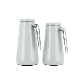 Dallaty set of 2 steel vacuum flask grey/chrome 1.0L and 1..3L