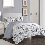 Cottage blue fuana comforter set queen size with 3 pieces image number 0